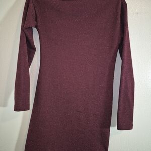 Elegant Burgundy Long Sleeve Dress